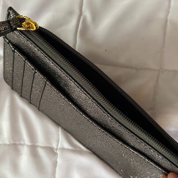 NORDSTROM Black Metallic Y2K Slim envelope WALLET Card ID Clutch Evening bag - Picture 4 of 4